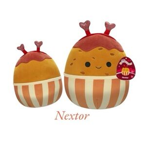 Squishmallows Nextor Red and Orange Stuffed Animals with Heart Antennae